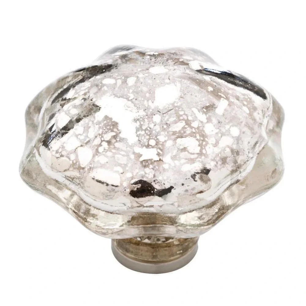 Liberty 1-13/16 in Mercury Glass Scalloped Cabinet Drawer Knob Silver Four Pack